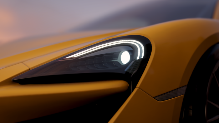 Close-up of a Yellow McLaren Sports Car Headlight