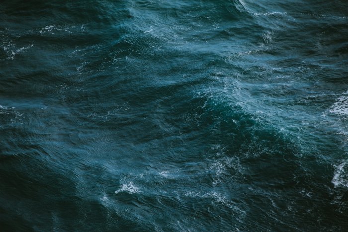 Aerial view of deep blue ocean water