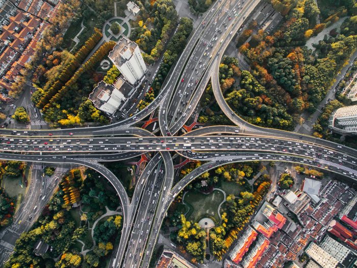 Aerial View of Shanghai Highway Interchange