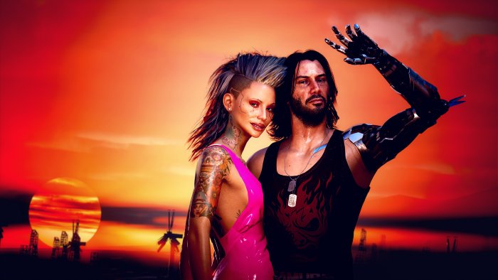 Female V and Johnny Silverhand in Cyberpunk 2077