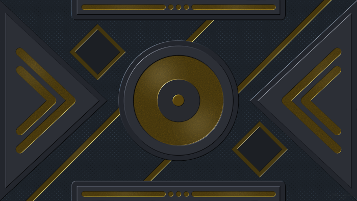 Dark Grey and Gold Geometric Audio Speaker Design