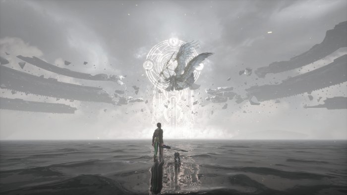 Eve facing the Elder Naytiba in Stellar Blade