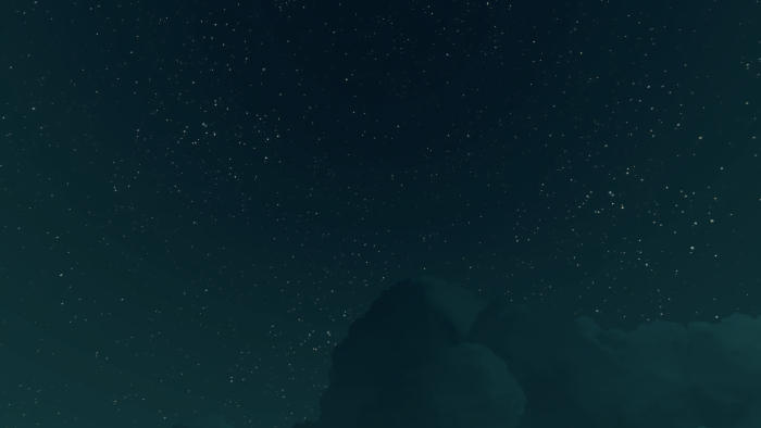 Starry night sky with dark clouds
