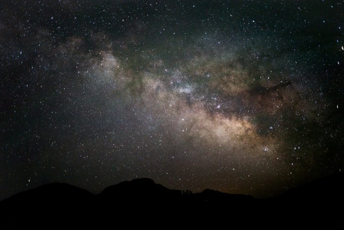 Milky Way Galaxy Over Silhouetted Mountains in Utah