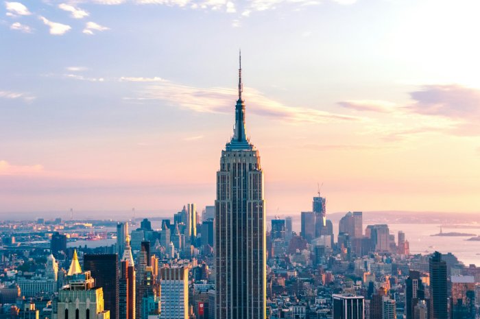 Empire State Building and New York City Skyline at Sunset