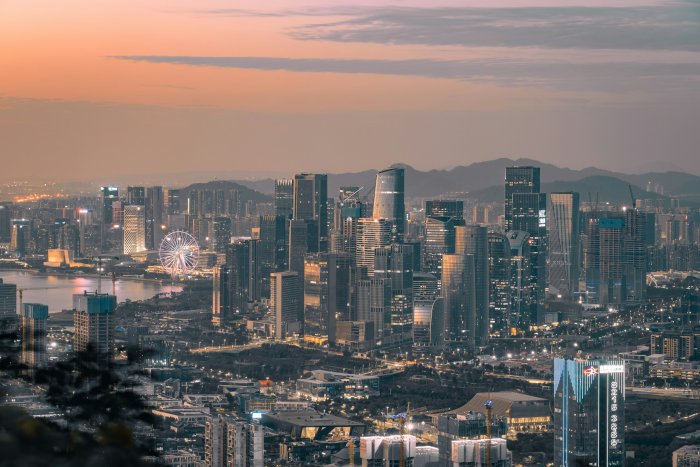 Night Scenery of Qianhai Area in Shenzhen China