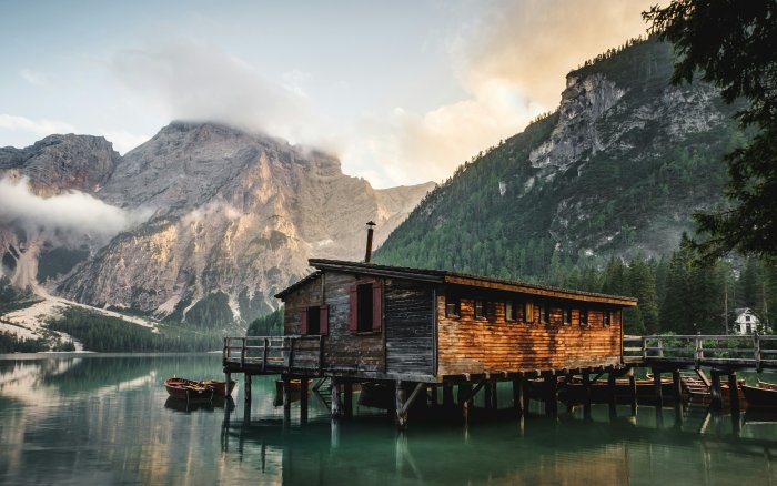 Wooden Boathouse on Lago di Braies