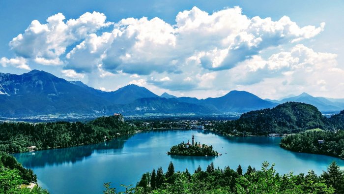 Lake Bled Island and Church in Slovenia
