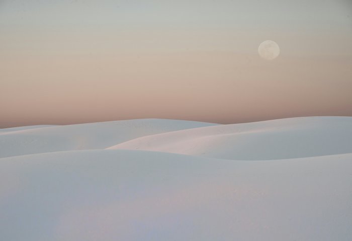 Full moon over White Sands National Monument dunes