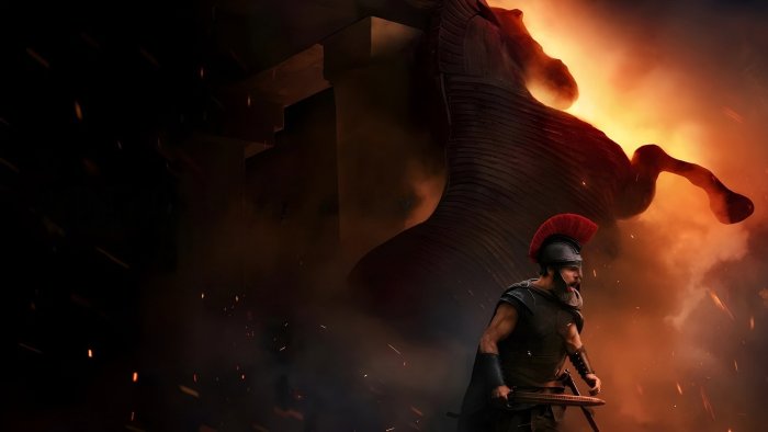 Greek Soldier and Trojan Horse in The Odyssey