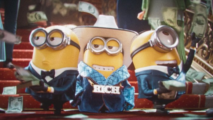 Rich Minions from Despicable Me holding cash