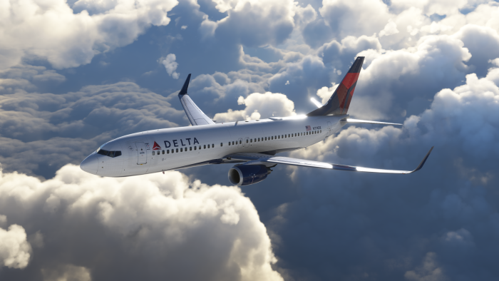 Delta Air Lines Boeing Passenger Plane Flying Through Clouds