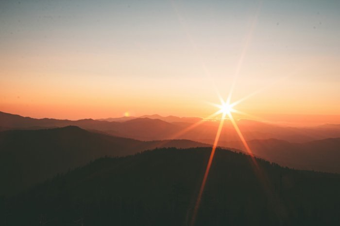Sunset over Clingmans Dome Mountain Ridges