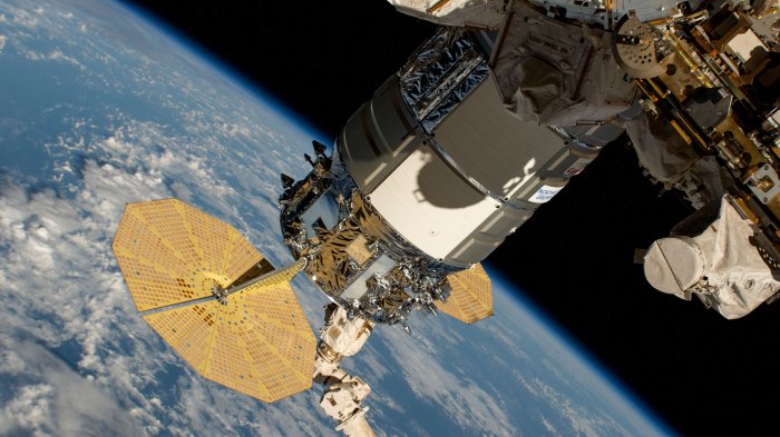 Cygnus Space Freighter Attached to the Unity Module