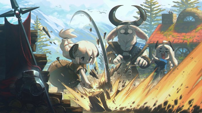 Horned Girl Chopping Wood by Porforever