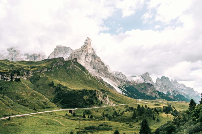 Passo Rolle Mountain Pass in the Italian Dolomites