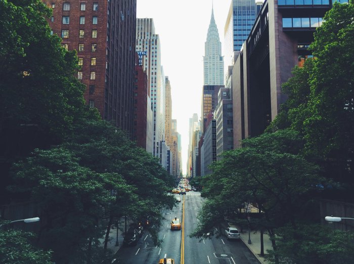 New York City Street with Chrysler Building