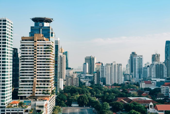 Modern Skyscrapers and Greenery in Bangkok Cityscape