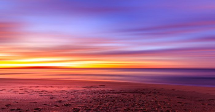 Sunset Over an Australian Beach with Motion Blur