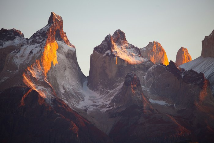 Torres del Paine Mountain Peaks at Sunrise