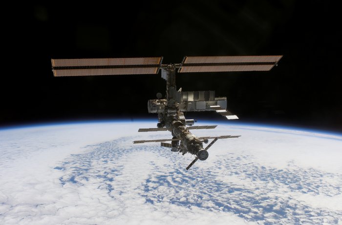 International Space Station Orbiting Above Earth