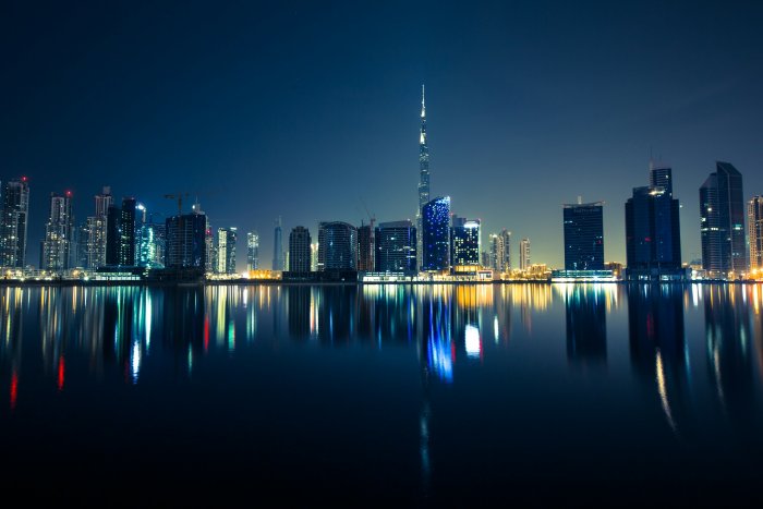 Dubai Skyline and Burj Khalifa at Night