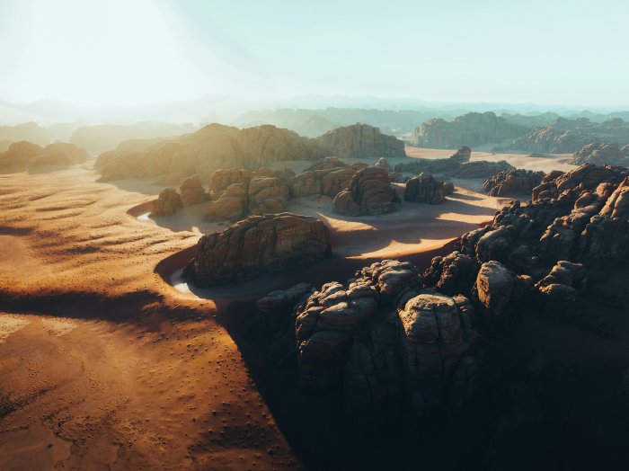 Sandstone rock formations in the Hisma Desert