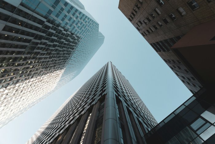 Low Angle View of Modern Skyscrapers
