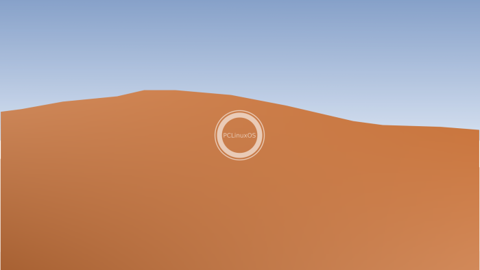PCLinuxOS Logo on Minimalist Desert Dune