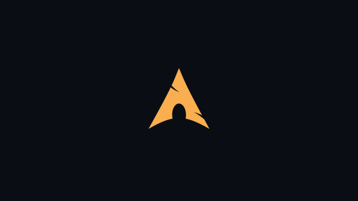 Stylized Orange Arch Linux Logo on Dark Background
