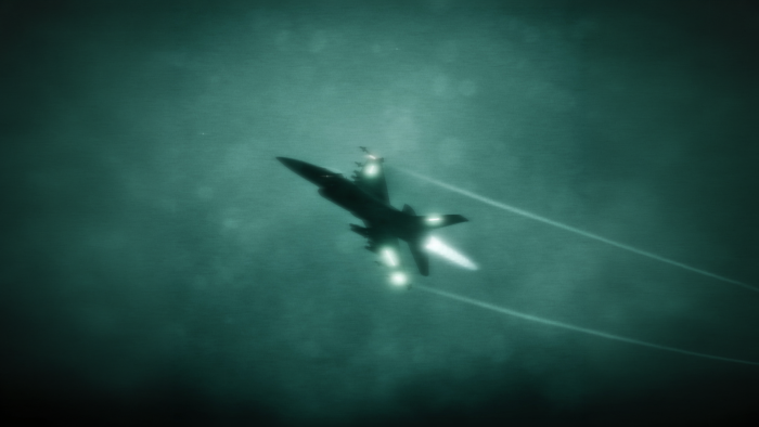 Fighter Jet Flying at Night in Night Vision