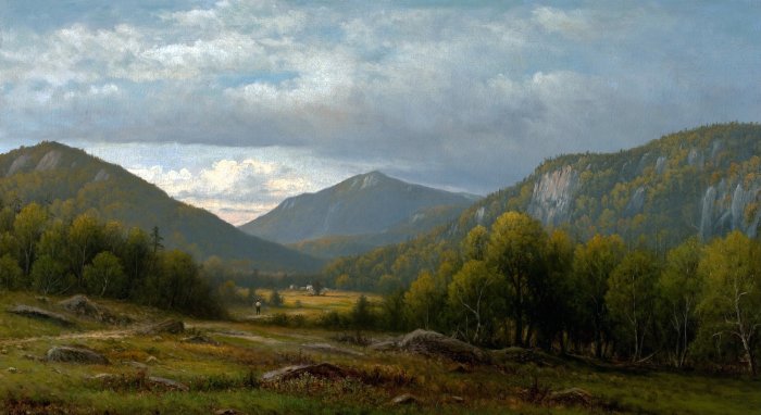 Classical Landscape Painting of a Mountain Valley
