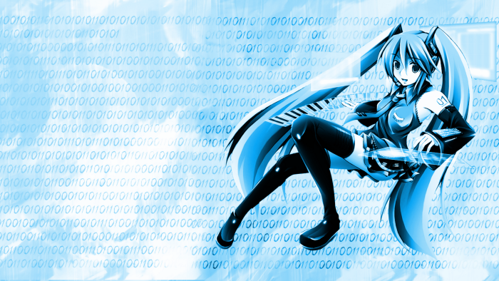 Hatsune Miku from Vocaloid with Binary Code