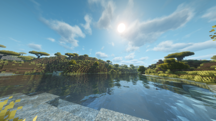 Minecraft Savanna Biome with Realistic Shaders