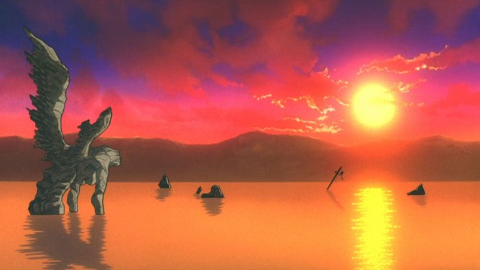 Winged Statue in Lake Sunset from Evangelion: Death (True)²