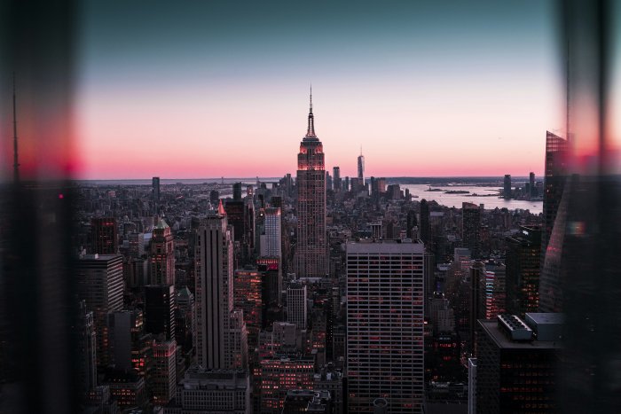 New York City Skyline with Empire State Building at Sunset