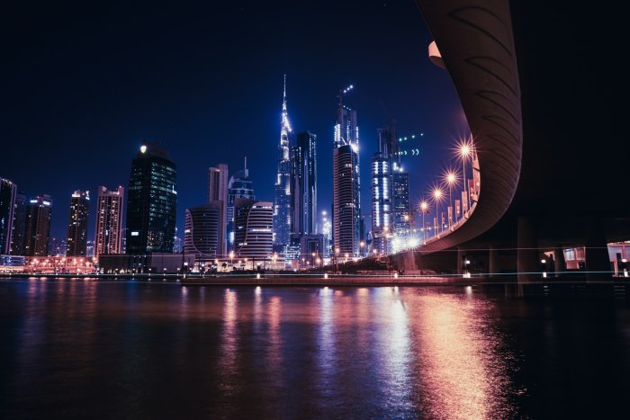 Dubai Skyline and Burj Khalifa at Night