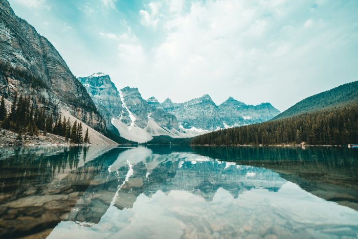 Moraine Lake and Rocky Mountains Reflection