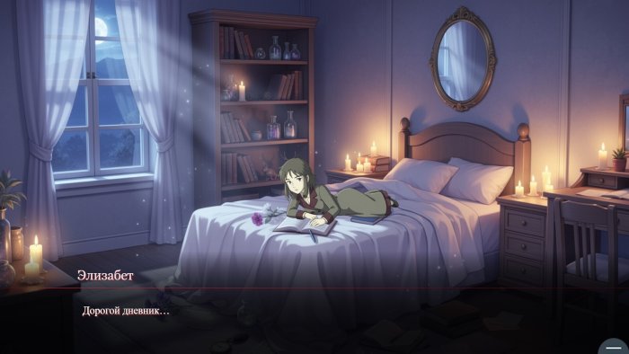 Elizabeth Writing in Diary in Shadows of Ravenhall Castle