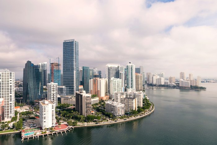 Aerial View of Downtown Miami and Brickell Skyline
