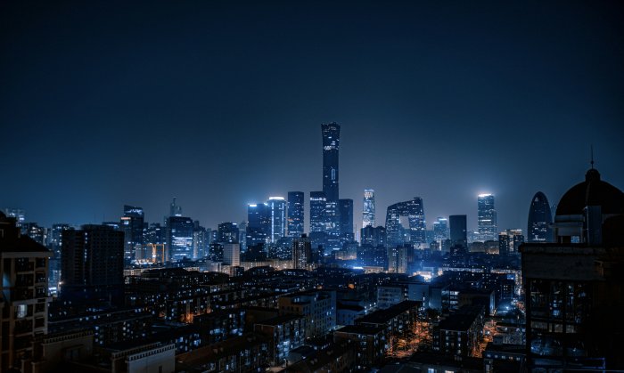 Beijing City Skyline at Night with China Zun