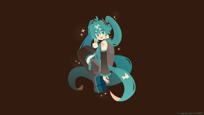 Minimalist Hatsune Miku Vocaloid Fan Art