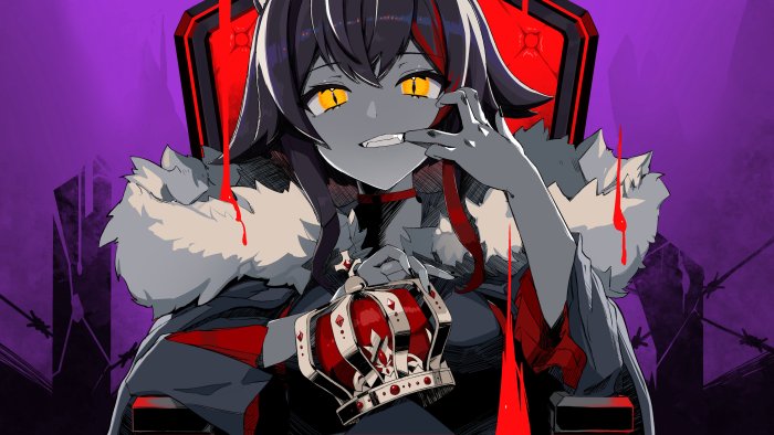 Mio Ookami from Hololive Sitting on a Throne