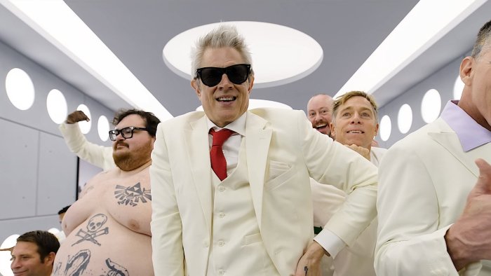 Johnny Knoxville and the Jackass Crew in White Suits