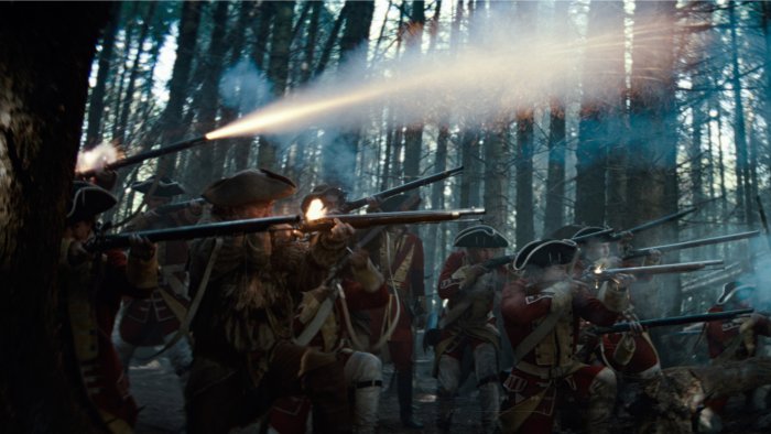 British Soldiers Firing Muskets in Young Washington
