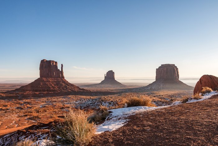Monument Valley Buttes with Winter Snow