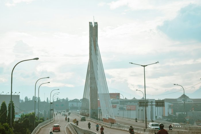 Traffic on Pasupati Cable-Stayed Bridge in Bandung