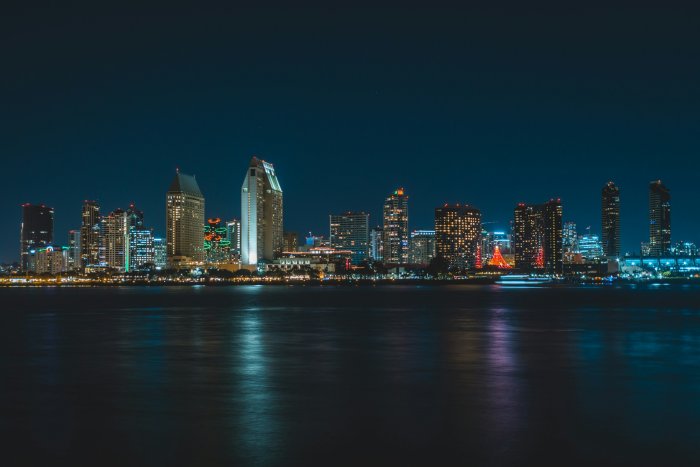 San Diego Skyline at Night Across the Water