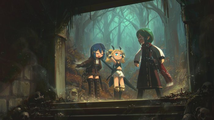 Fantasy Adventurers at Ruin Entrance by Porforever