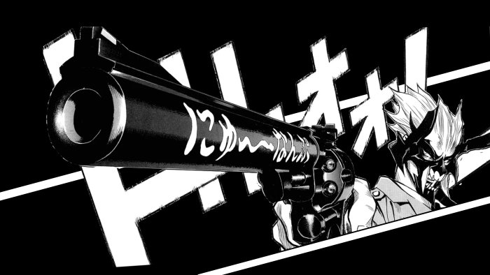 Manga Panel of Masked Character Pointing a Revolver
